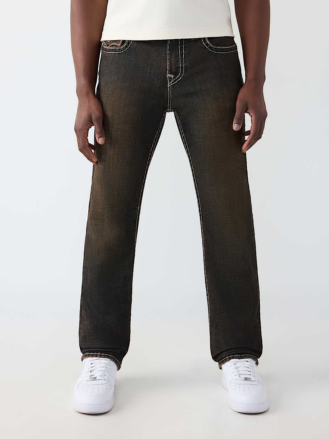 True Religion Brown Stretchable Ricky Super T Solid Men Jeans