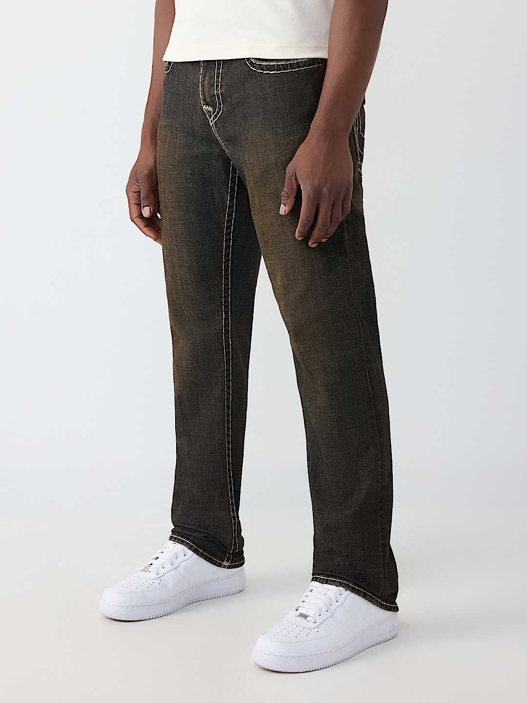 True Religion Brown Stretchable Ricky Super T Solid Men Jeans