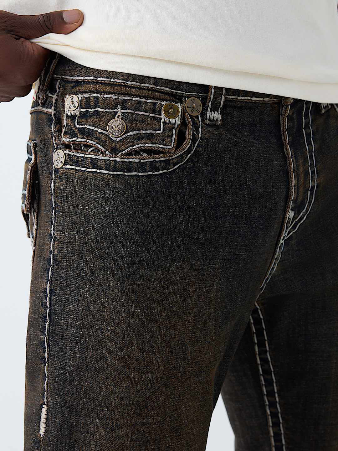 True Religion Brown Stretchable Ricky Super T Solid Men Jeans