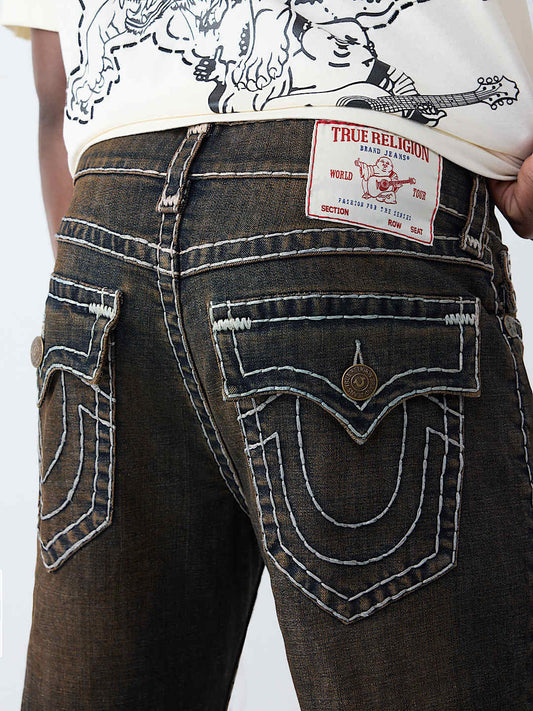 True Religion Brown Stretchable Ricky Super T Solid Men Jeans