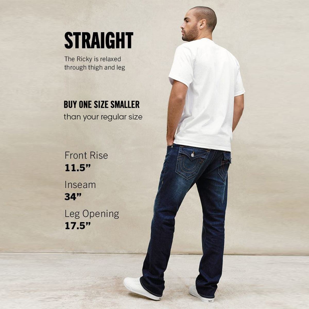 True Religion Men Blue Ricky Super T Straight Fit Jeans