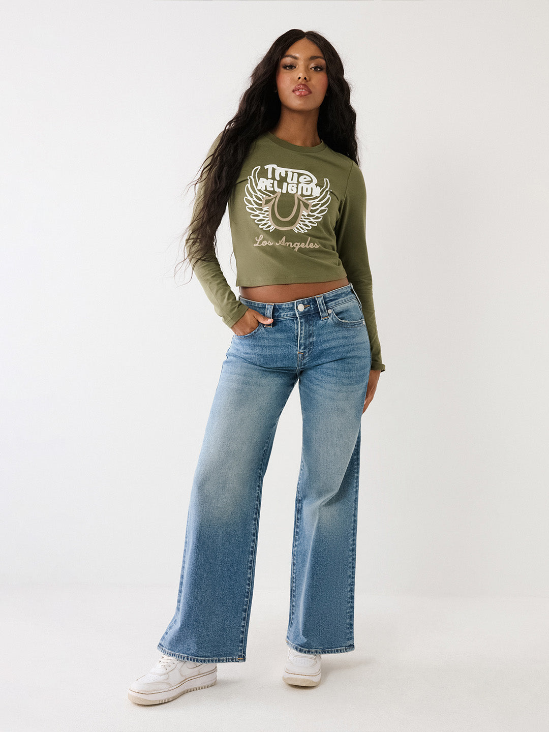 TRUE RELIGION Women SN Blue Wide Leg Fit Jeans
