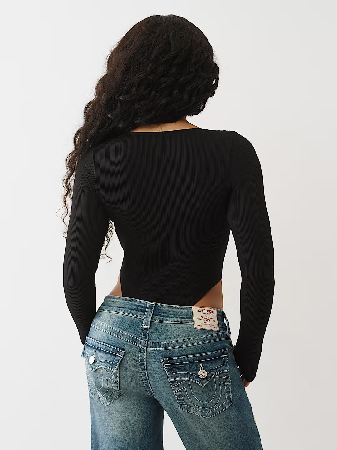 True Religion Women Black Skinny Fit Bodysuit