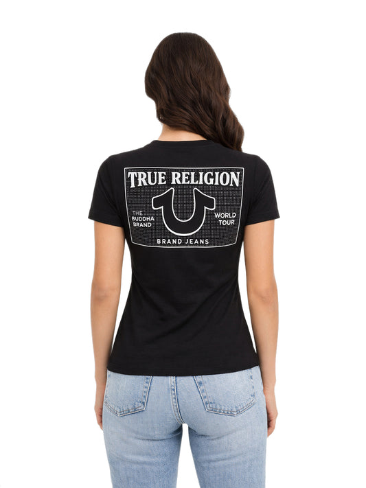 True Religion Women Black Embellished T-Shirt