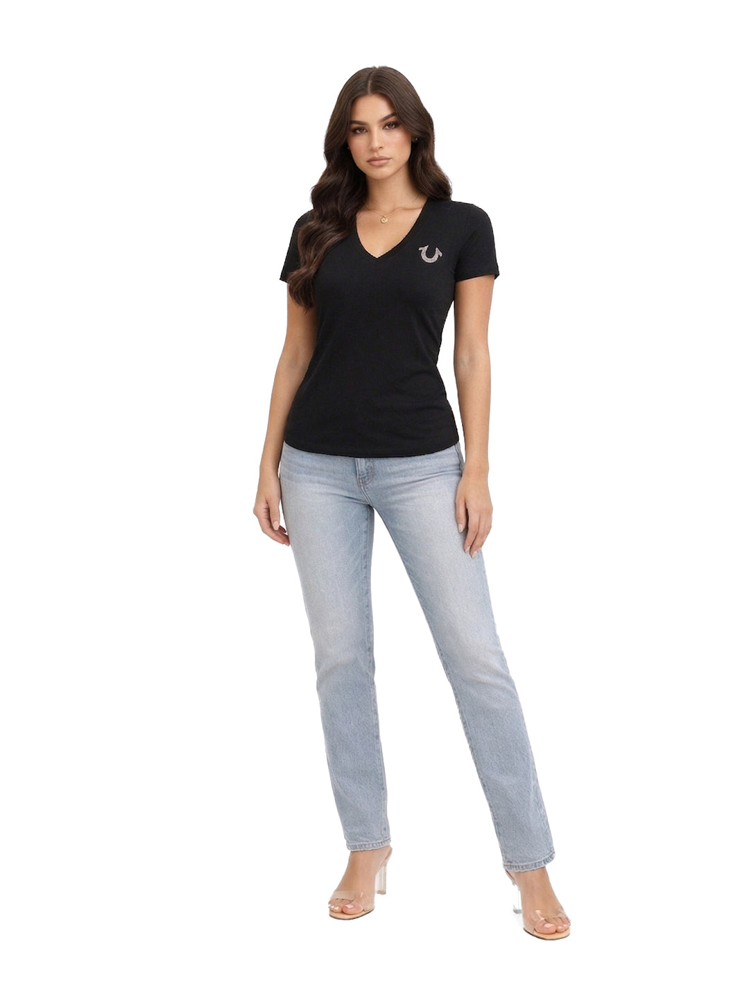 True Religion Women Black Embellished T-Shirt