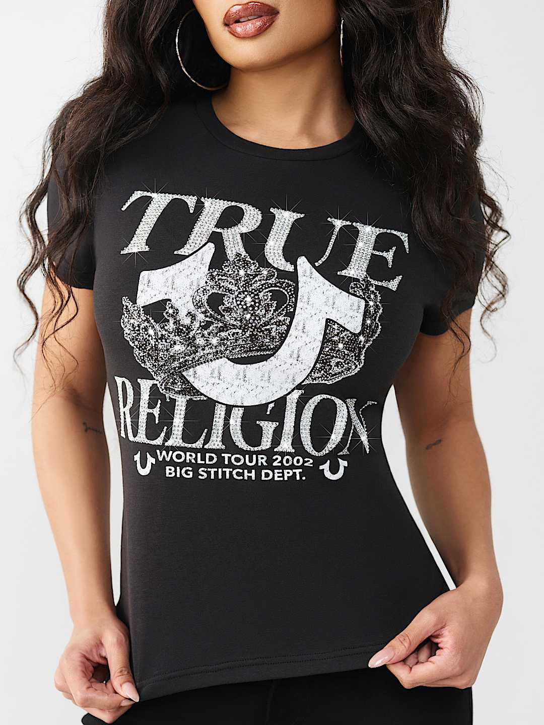 True Religion Women Black Printed T-Shirt
