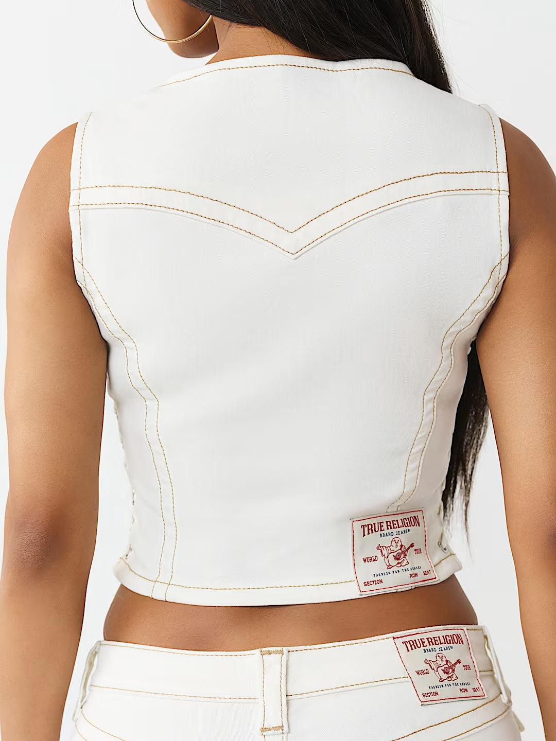 True Religion Women White Sleeveless Solid Top