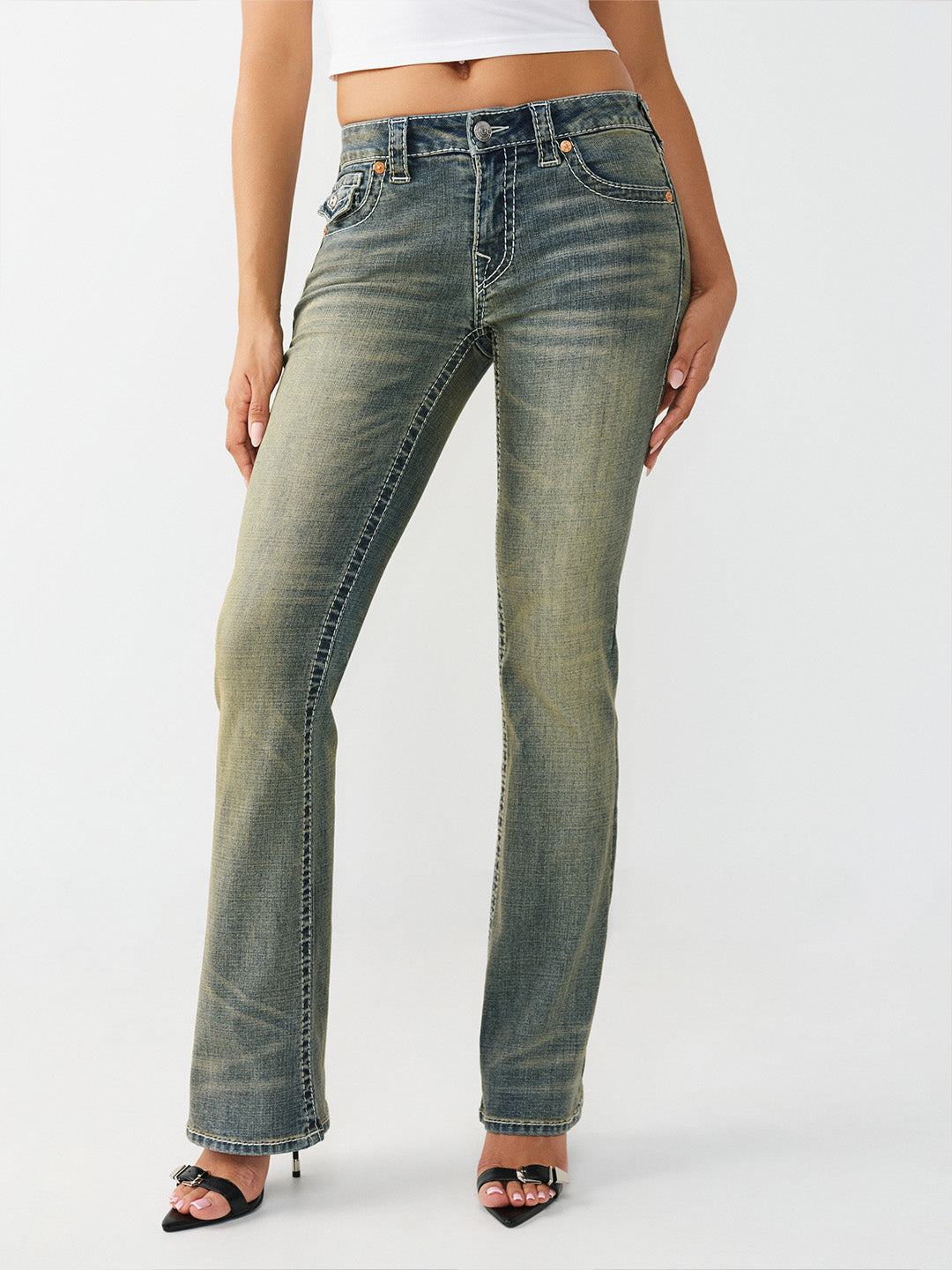 TRUE RELIGION Women Big T Blue Bootcut Fit Jeans