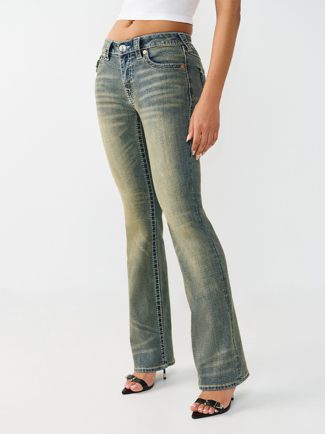 TRUE RELIGION Women Big T Blue Bootcut Fit Jeans