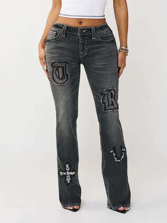 True Religion Women Black Becca Bootcut Fit Mid Rise Jeans
