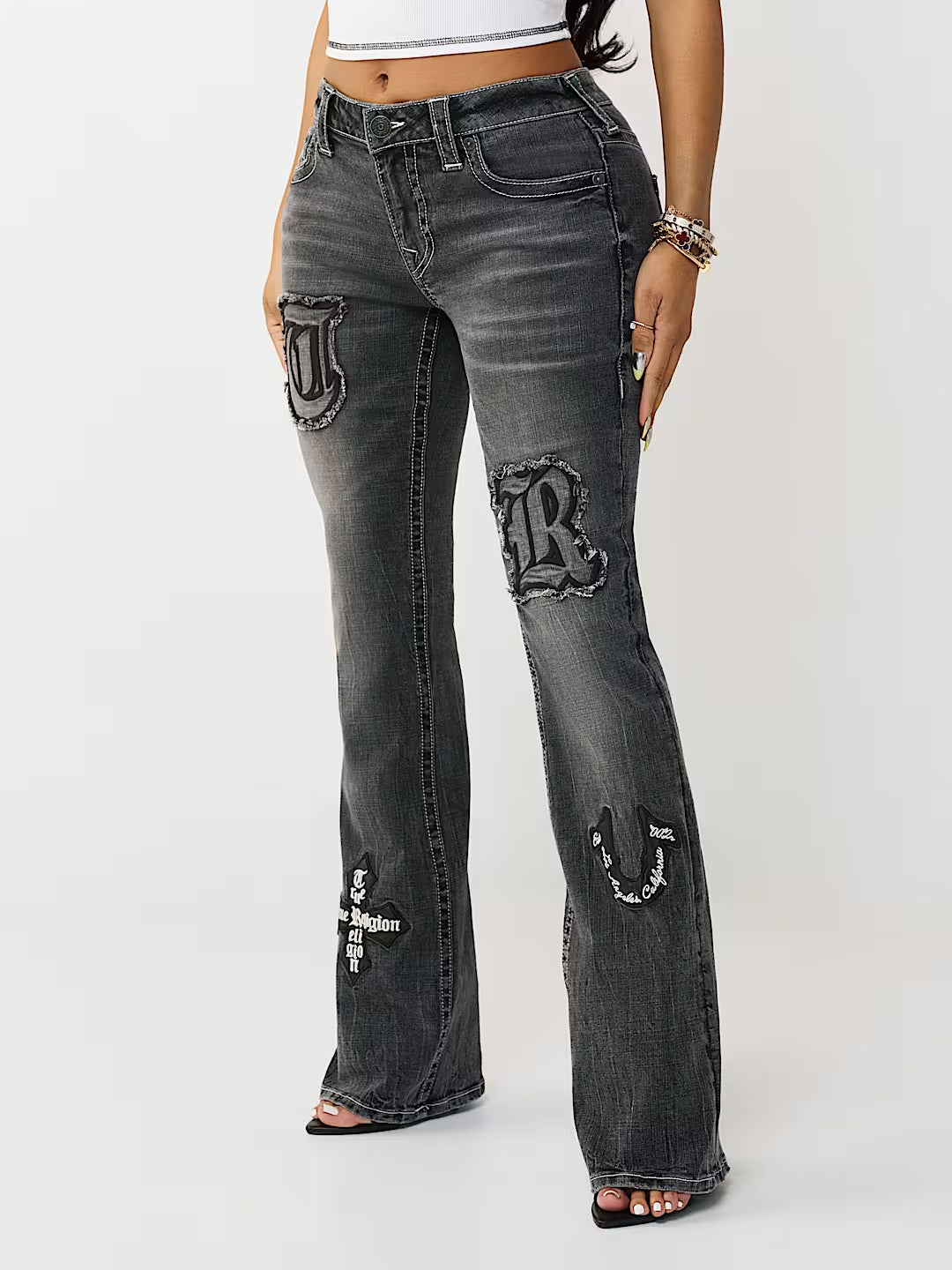 True Religion Women Black Becca Bootcut Fit Mid Rise Jeans