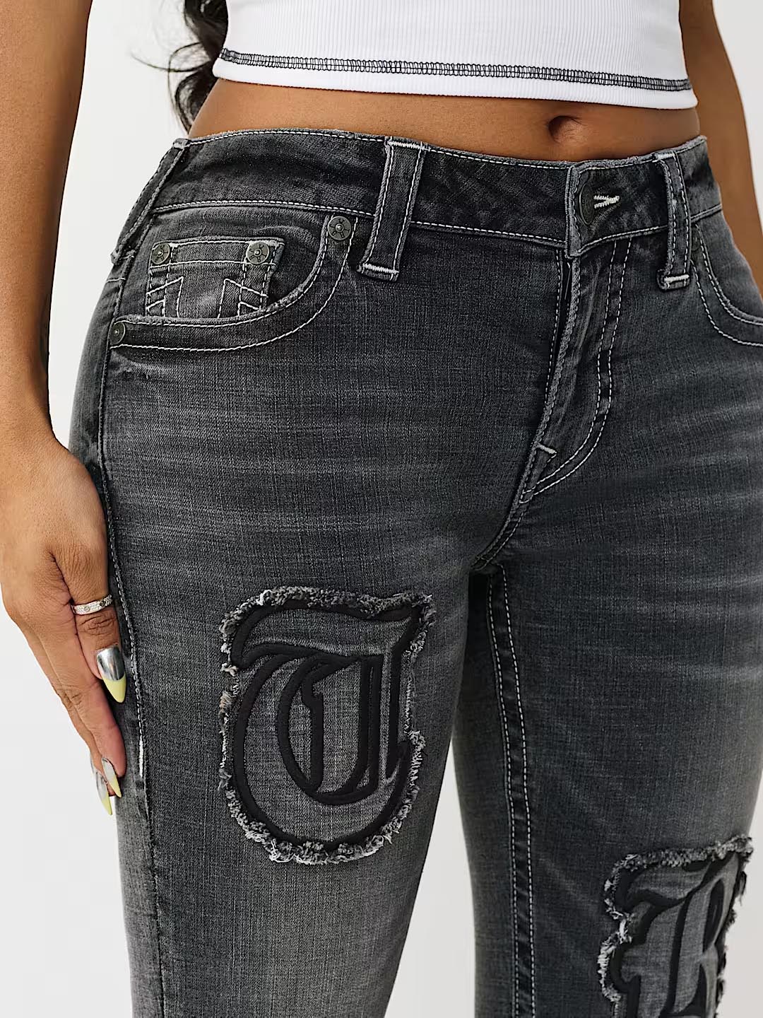 True Religion Women Black Solid Bootcut Stretchable Becca Jeans