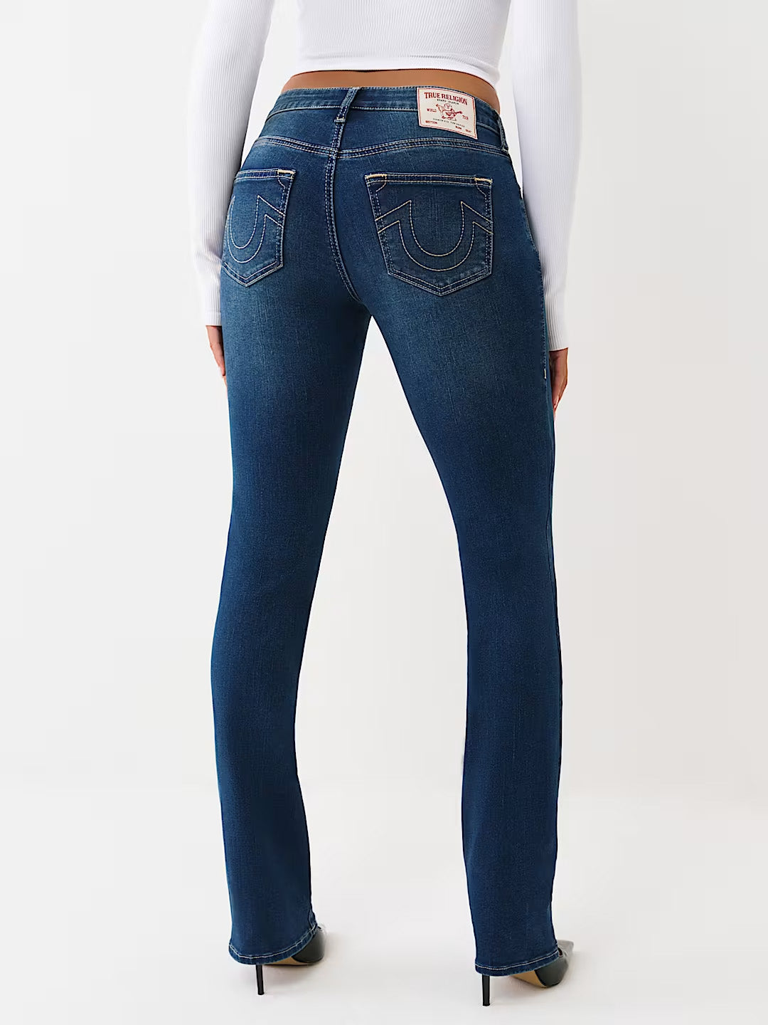 True Religion Women Navy Blue Solid Straight Fit Stretchable SN Billie Jeans