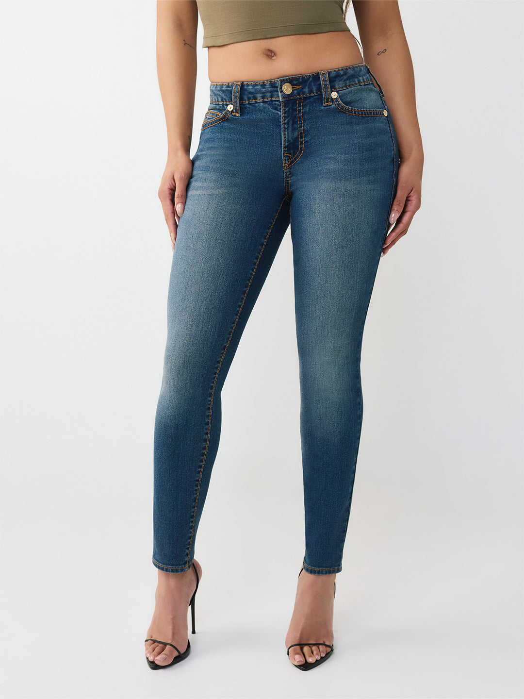 TRUE RELIGION Women Big T Blue Skinny Fit Jeans