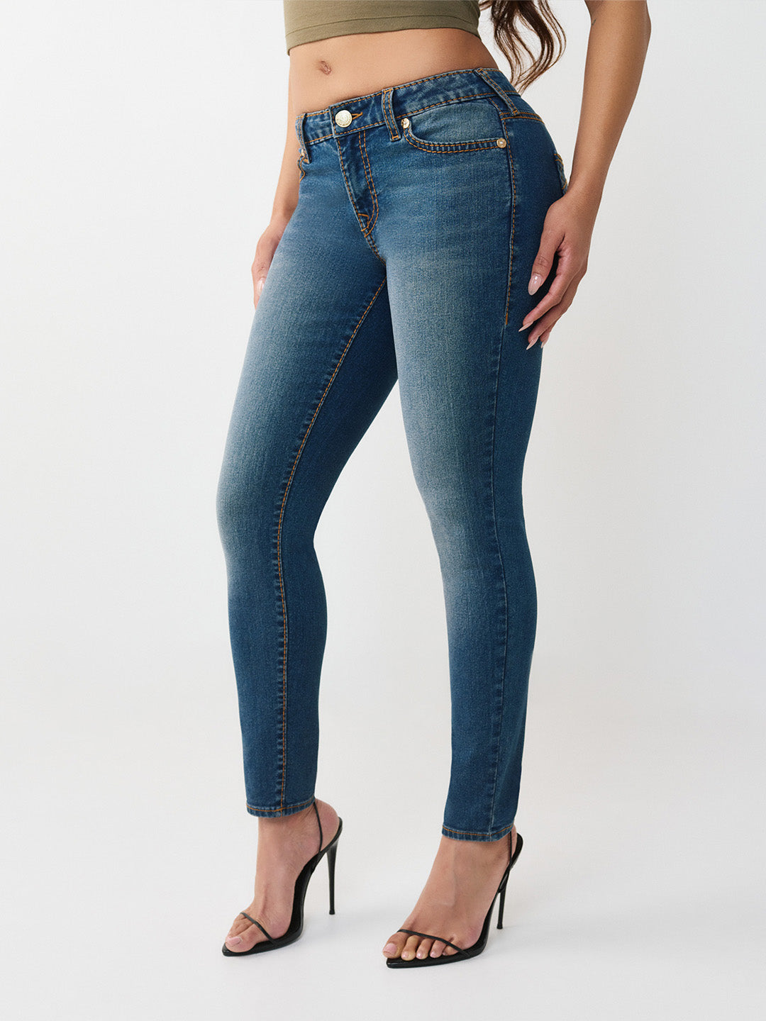 TRUE RELIGION Women Big T Blue Skinny Fit Jeans