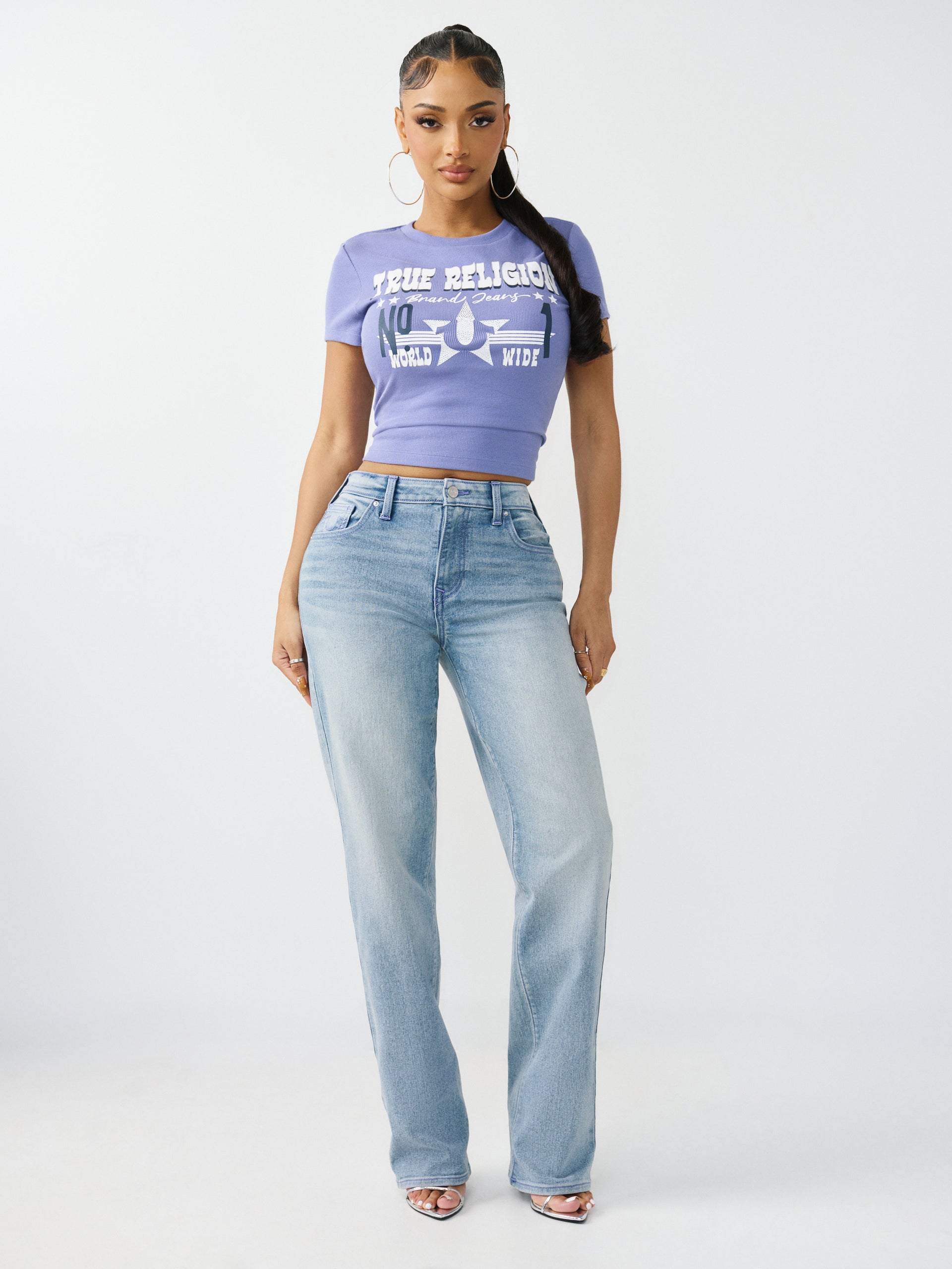 True Religion Women Blue Sarah SN Washed Jeans