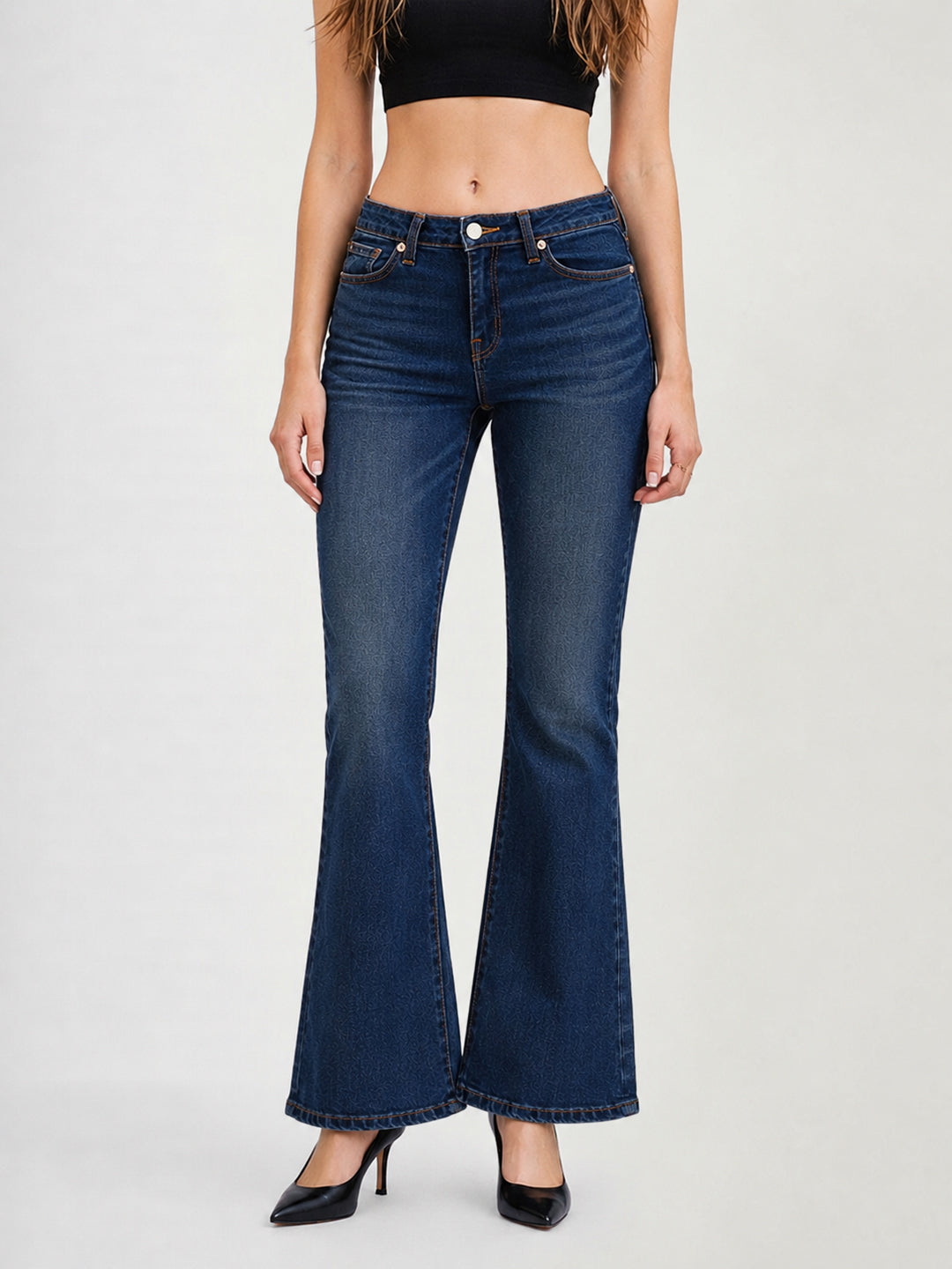True Religion Women Blue Solid Bootcut Stretchable Big T Becca Jeans