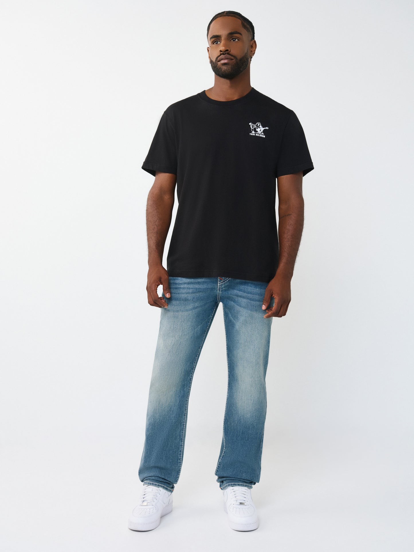 True Religion Men Blue Solid Slim Fit Stretchable Big T Geno Jeans