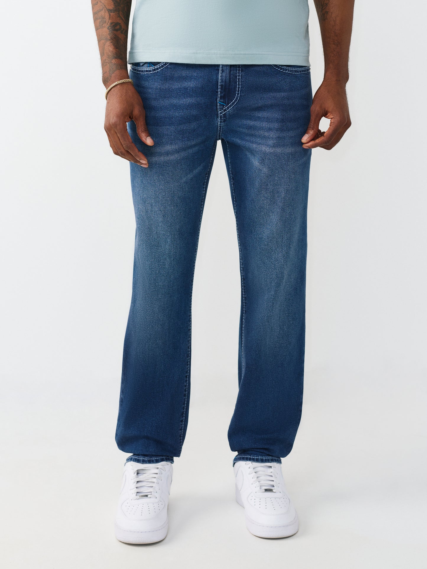 True Religion Men Blue Solid Slim Fit Stretchable Big T Geno Jeans