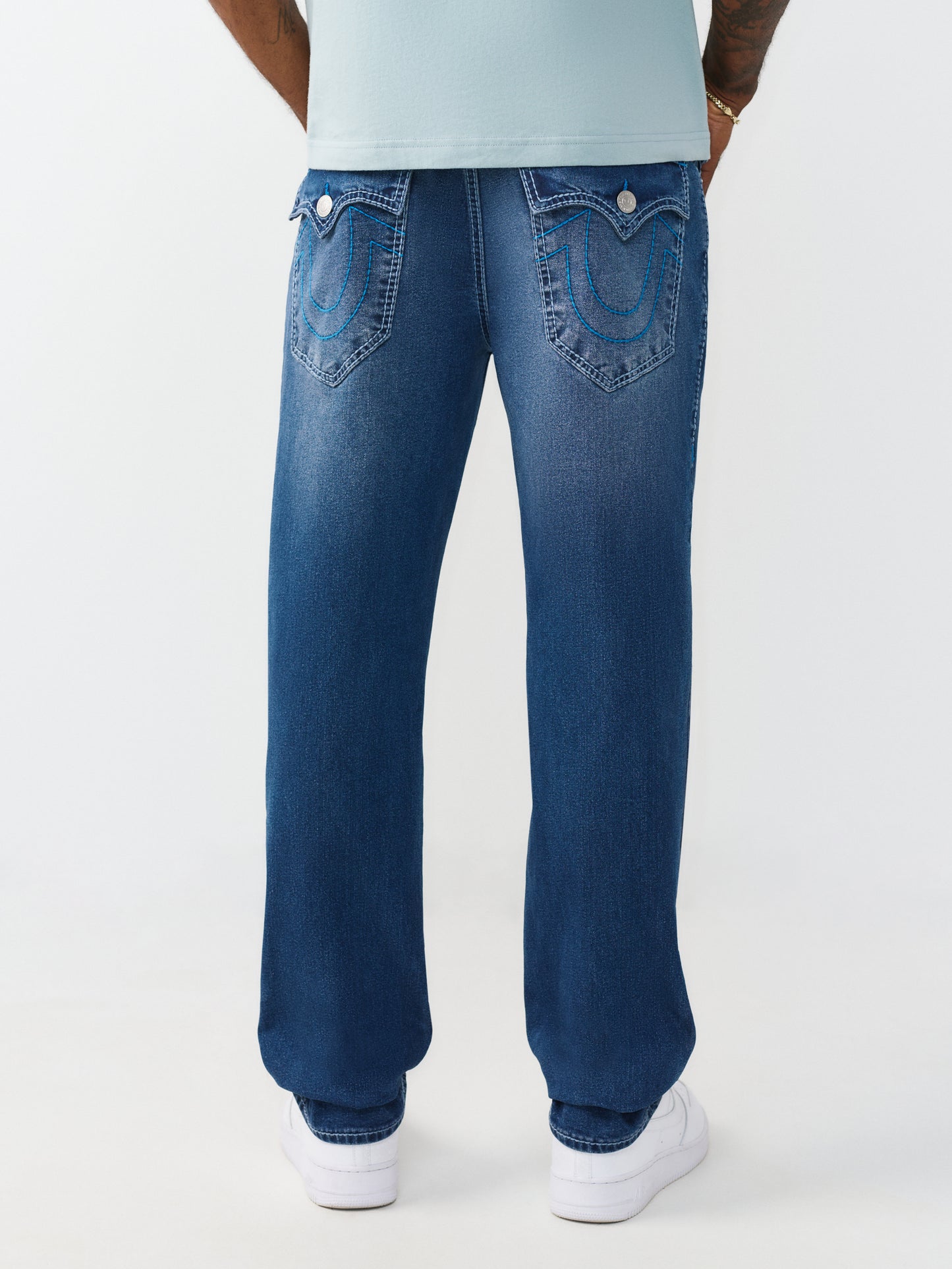 True Religion Men Blue Solid Slim Fit Stretchable Big T Geno Jeans