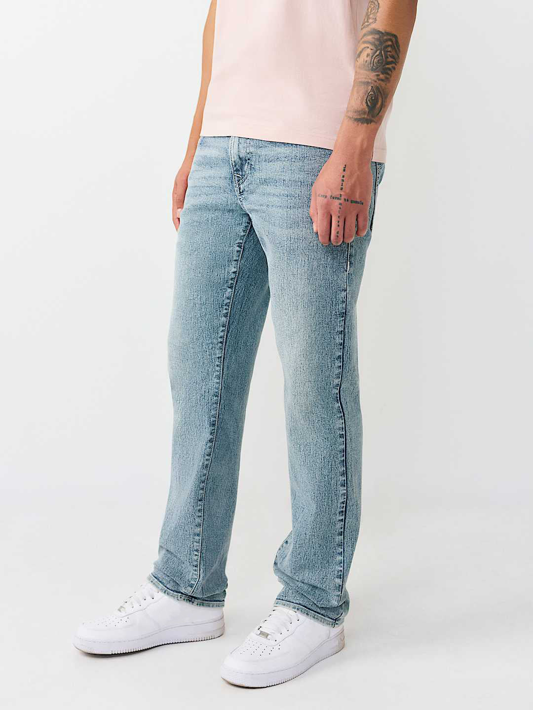 True Religion Men Blue Solid Straight Fit SN Ricky Jeans
