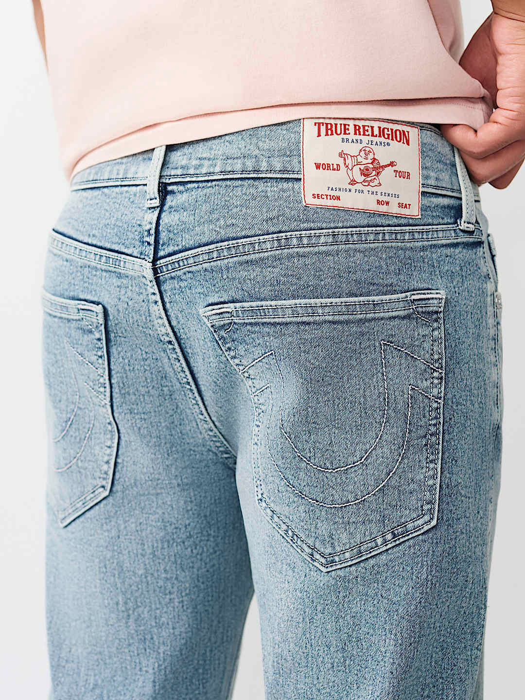 True Religion Men Blue Solid Straight Fit SN Ricky Jeans