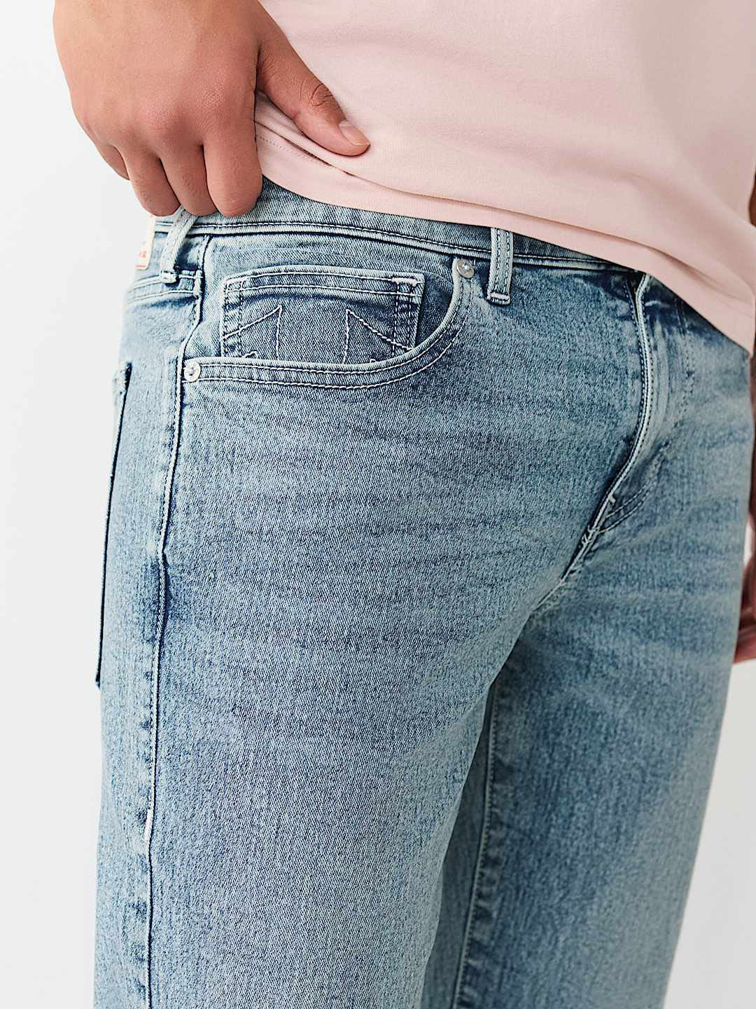 True Religion Men Blue Solid Straight Fit SN Ricky Jeans