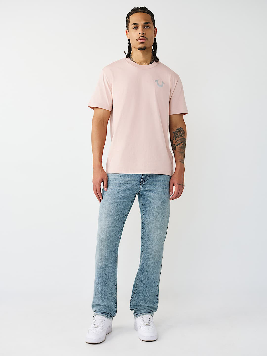 True Religion Men Blue Solid Straight Fit SN Ricky Jeans