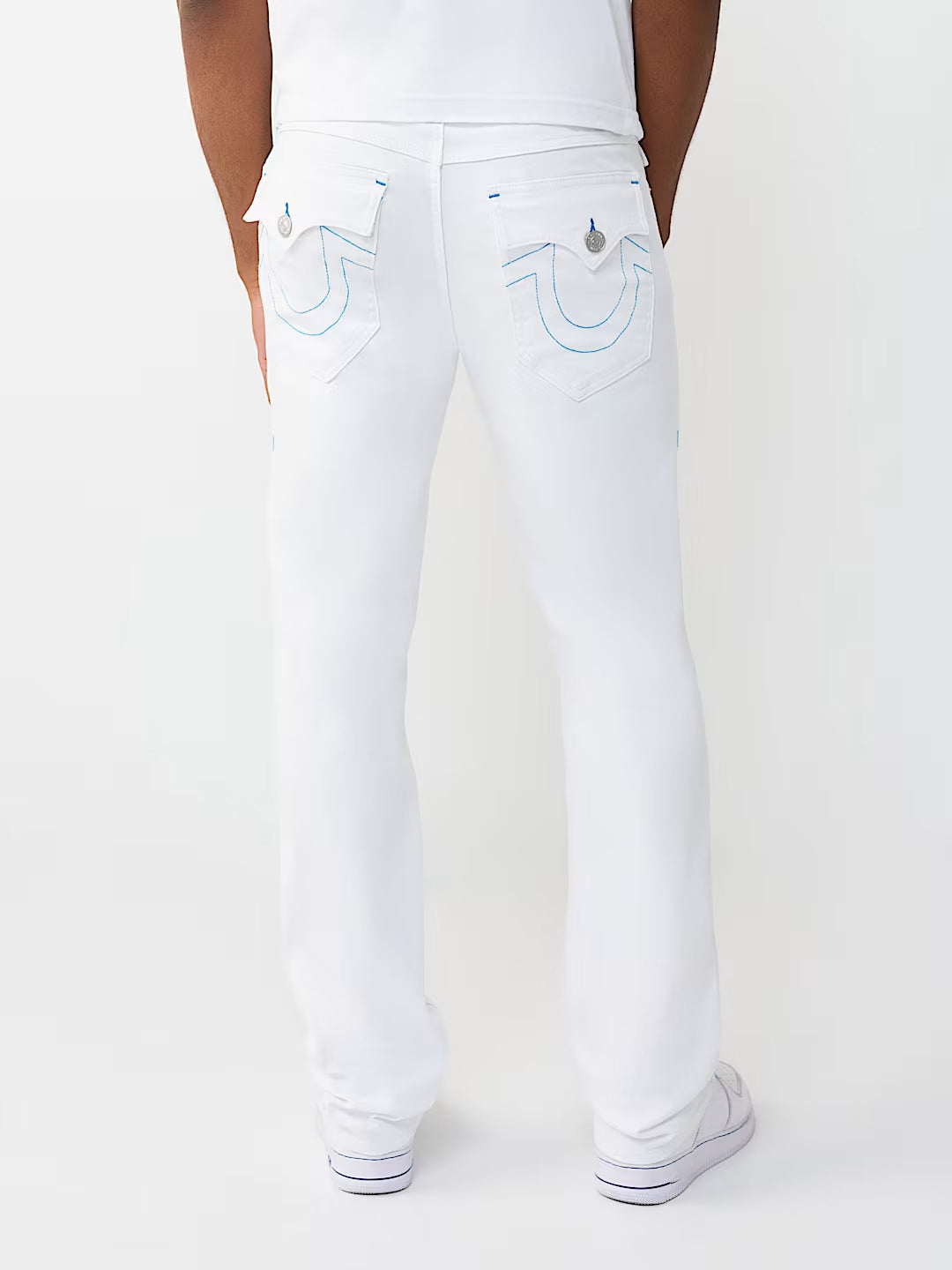 True Religion White Solid Straight Fit Stretchable SN Ricky Jeans