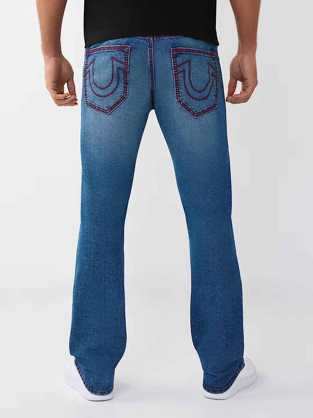 True Religion Blue Solid Straight Fit Stretchable Big T Ricky Jeans