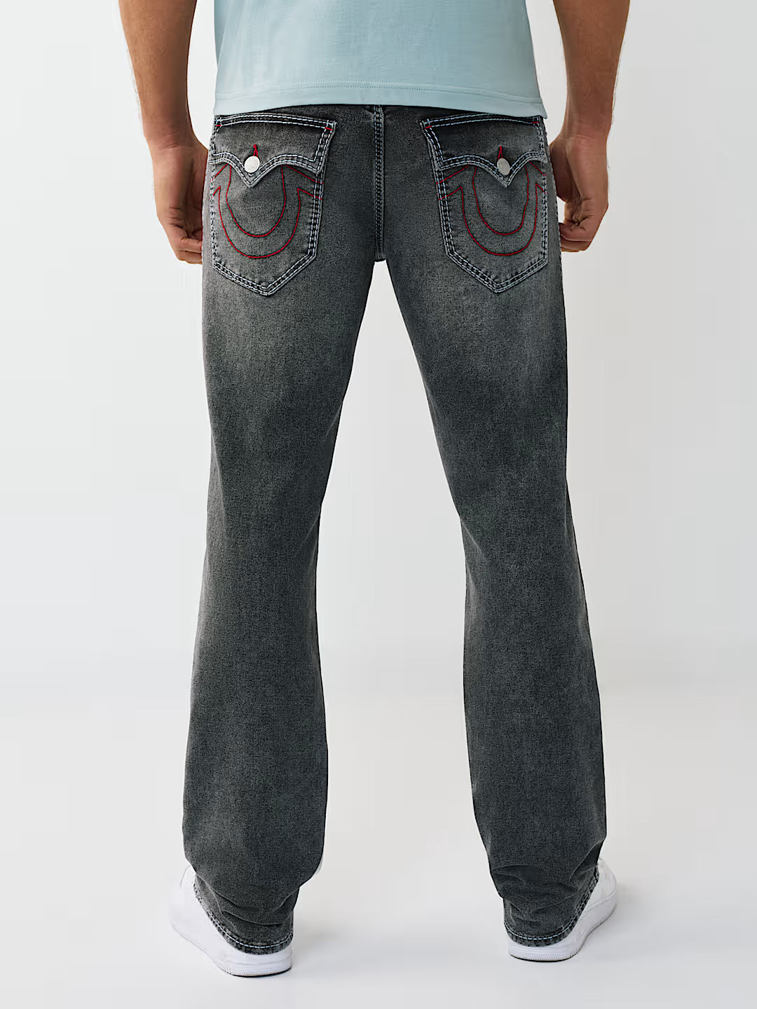 True Religion Men Grey Solid Ricky Big T Mid Rise Jeans
