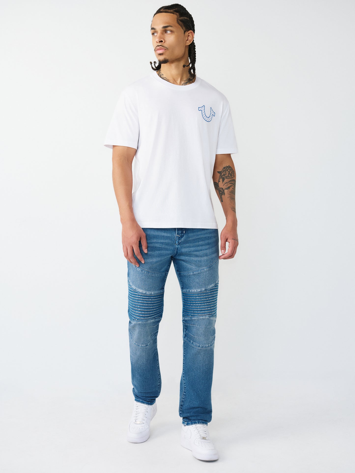 True Religion Men Blue Rocco SN Stone Wash Jeans