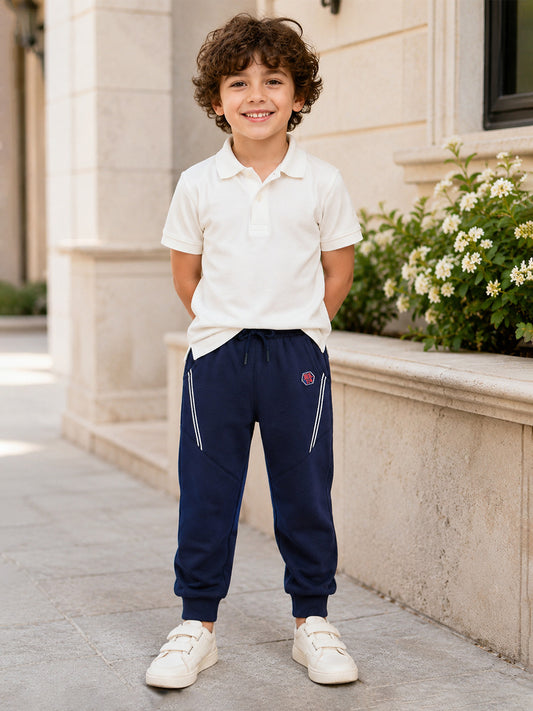 Blue Giraffe Boys Blue Solid Regular Fit Jogger