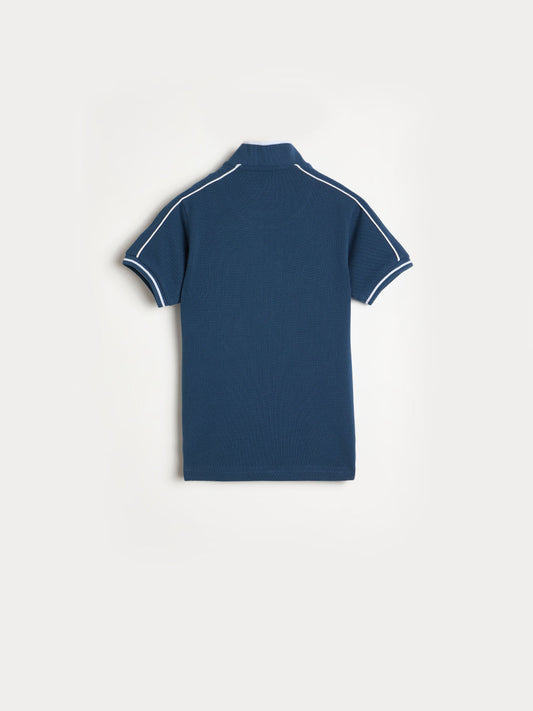 Blue Giraffe Boys Navy Solid Polo T-Shirt
