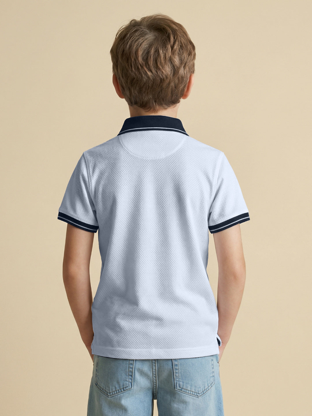 Blue Giraffe Boy White Polo T-Shirt