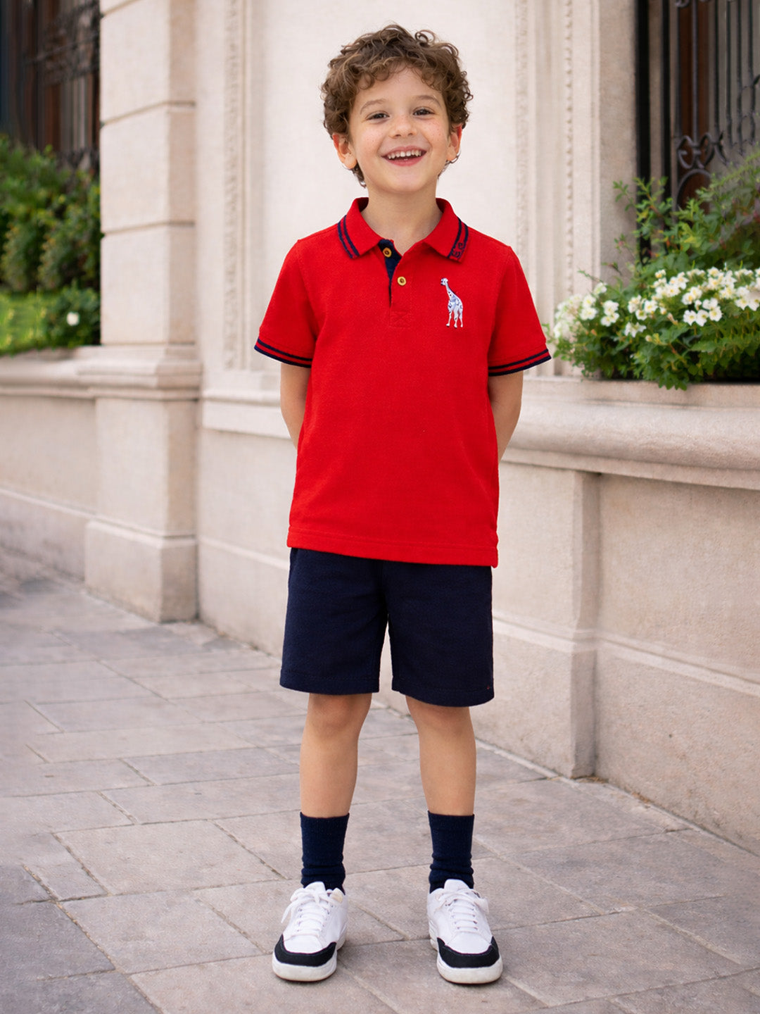 Blue Giraffe Boys Red Polo T-Shirt