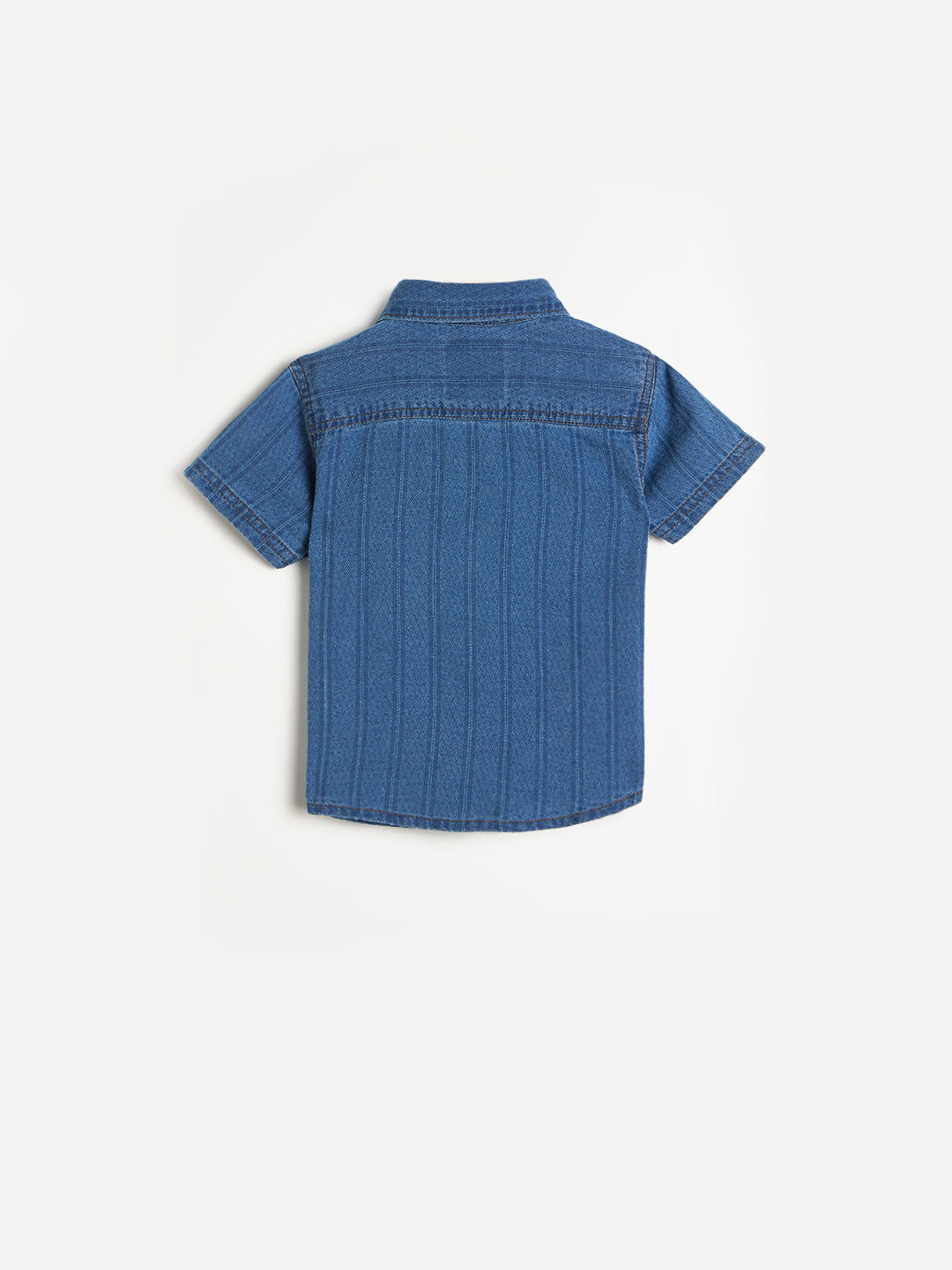 Blue Giraffe Boys Blue Embroidered Regular Fit Pure Cotton Shirt