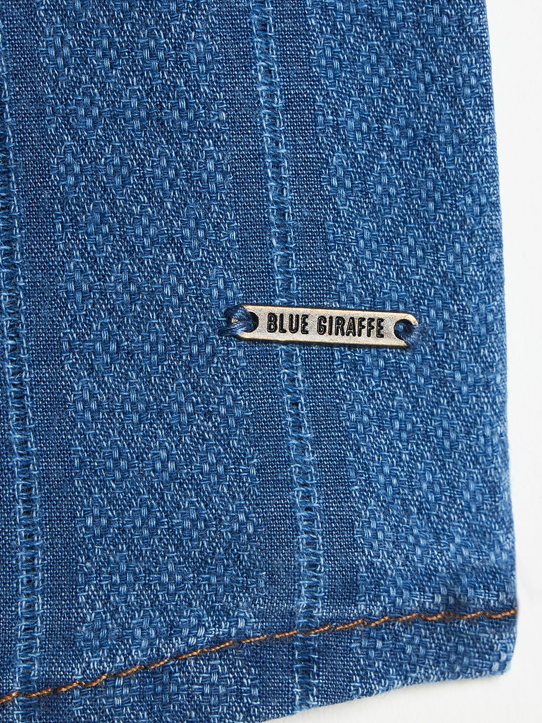Blue Giraffe Boys Blue Embroidered Regular Fit Pure Cotton Shirt