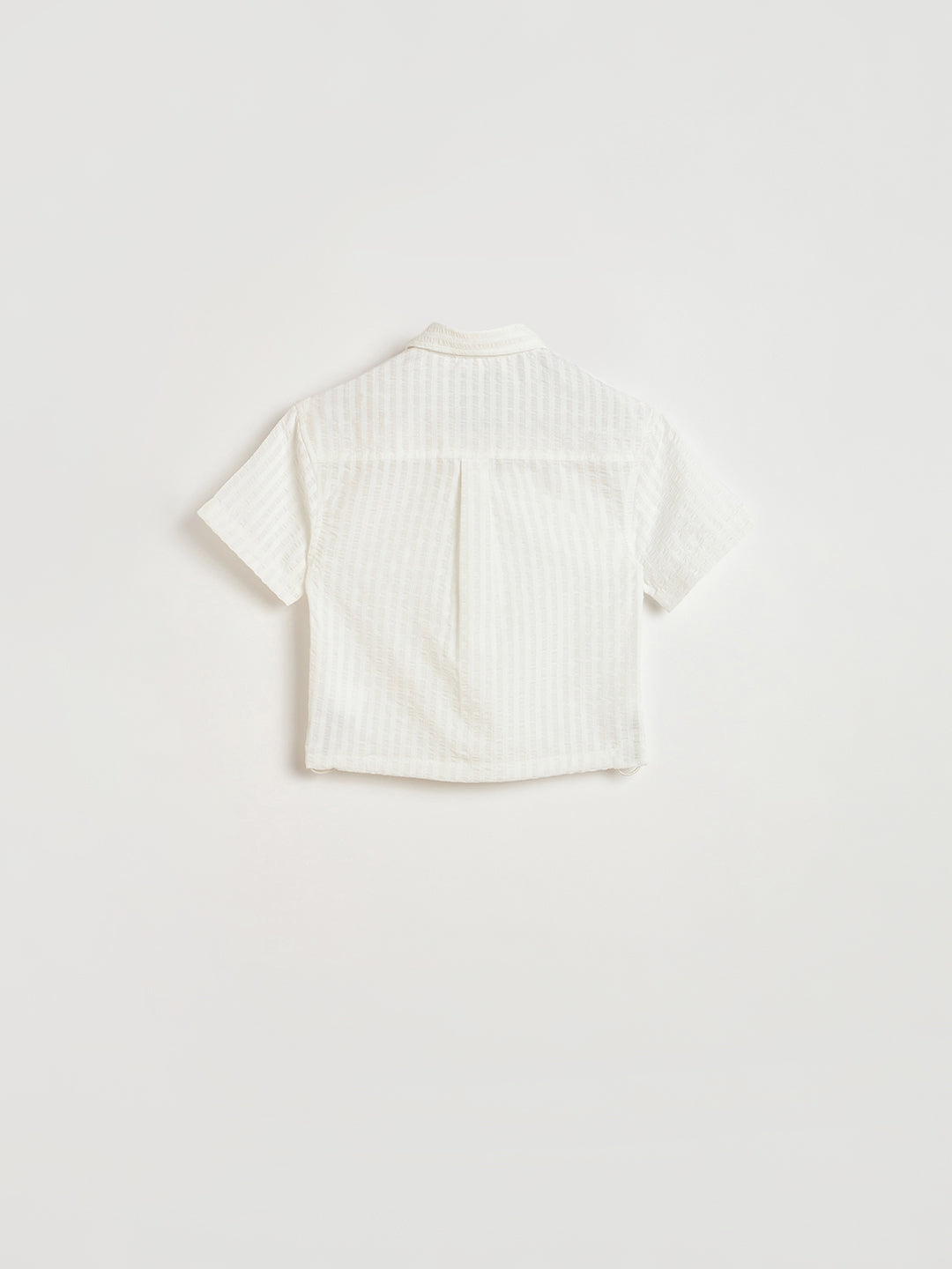 Blue Giraffe Boys White Striped Shirt