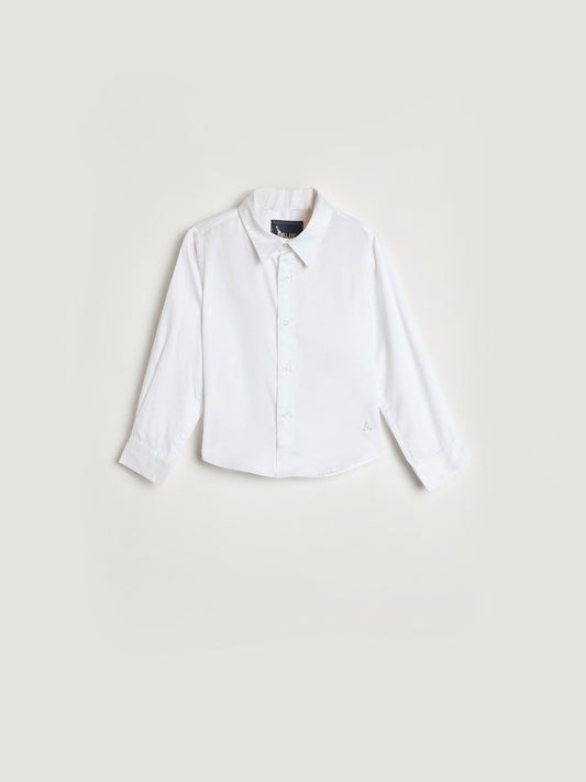 Blue Giraffe Boys White Solid Shirt