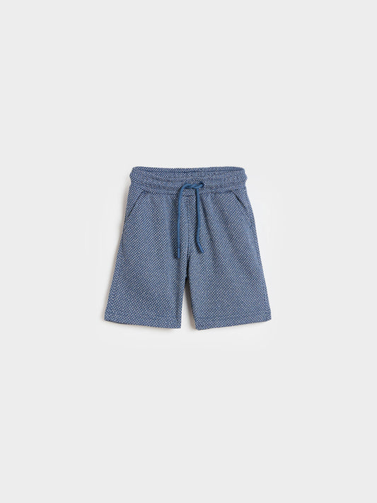 Blue Giraffe Boys Blue Woven Design Regular Fit Shorts