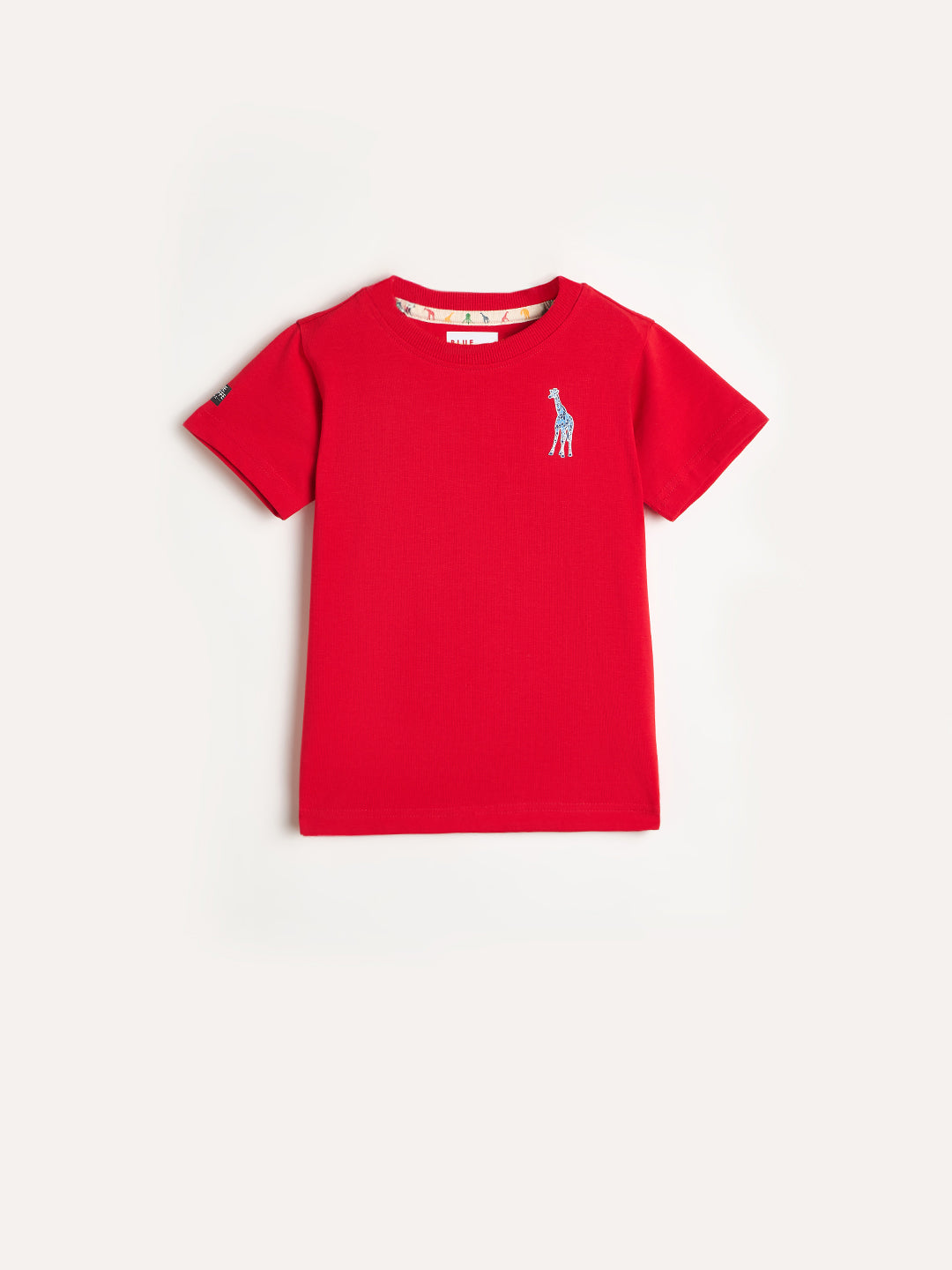 Blue Giraffe Boys Red Core Round Neck T-Shirt