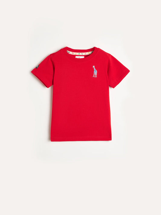 Blue Giraffe Boys Red Core Round Neck T-Shirt