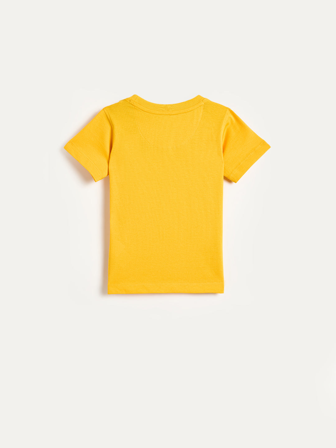 Blue Giraffe Boys Yellow Printed Regular Fit Pure Cotton T-Shirt