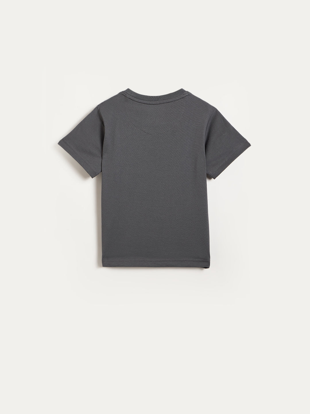 Blue Giraffe Boys Grey Printed Regular Fit Pure Cotton T-Shirt