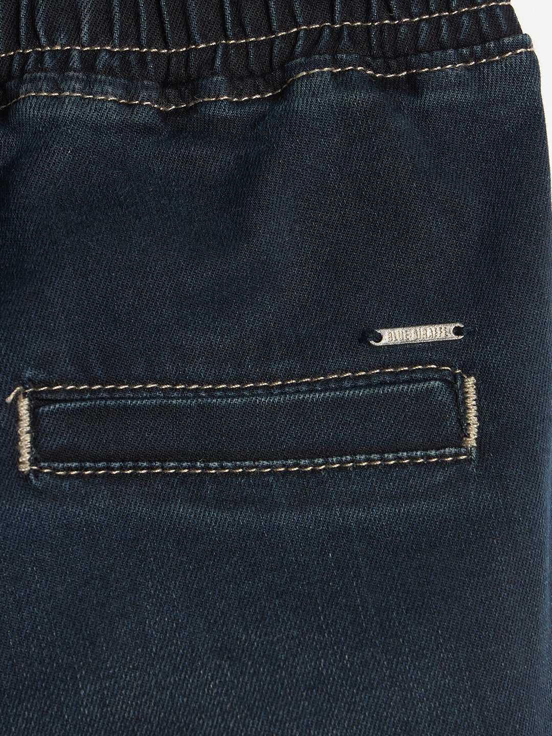 Blue Giraffe Navy Blue Solid Stretchable Cargo Fit Jeans