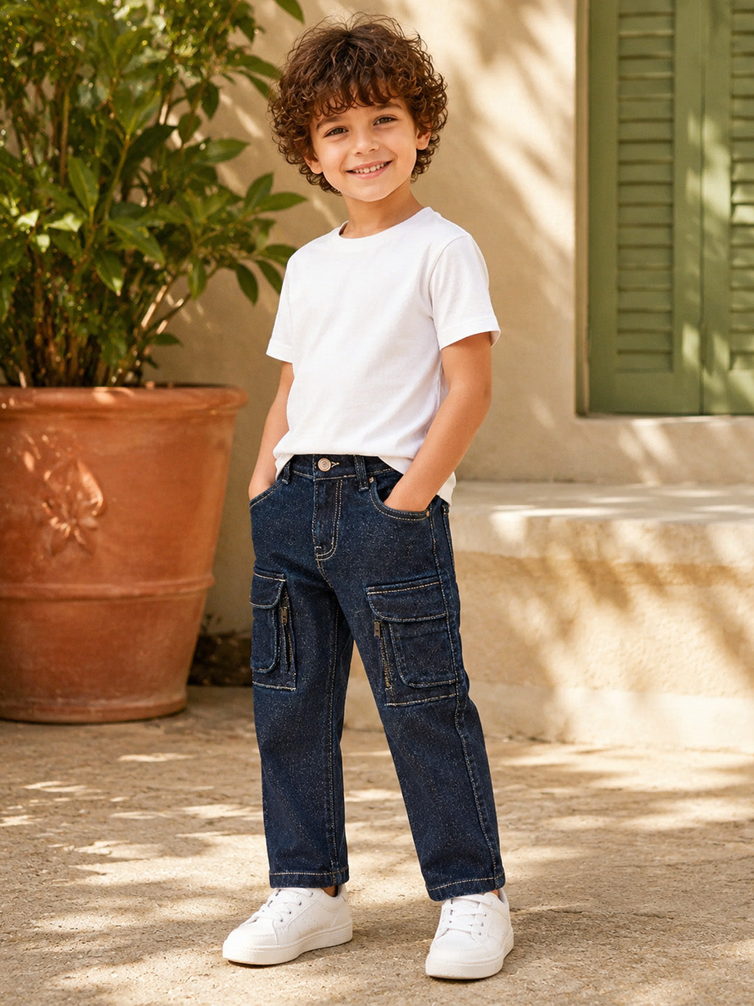 Blue Giraffe Boys Navy Blue Straight Fit Jeans
