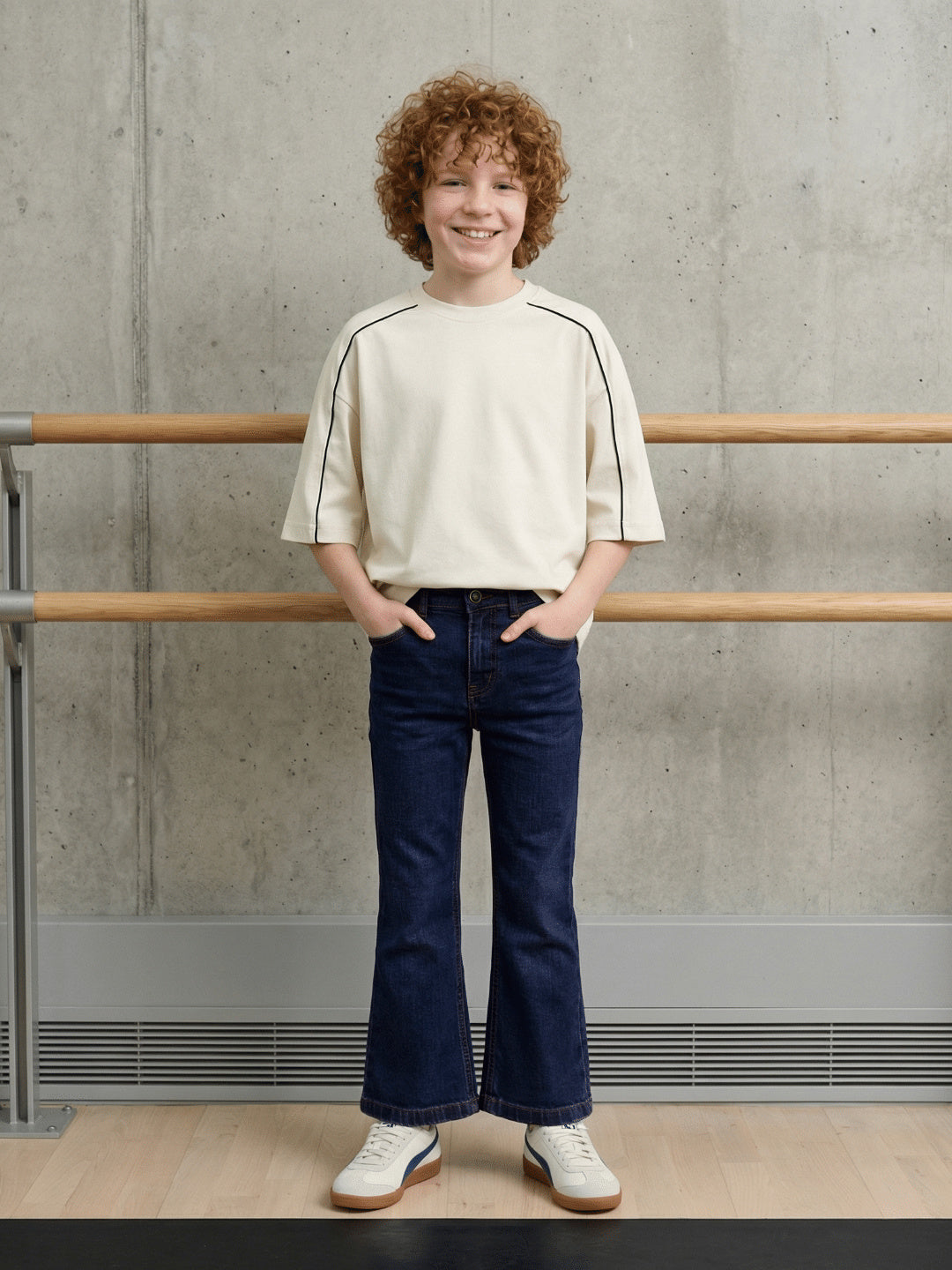 Blue Giraffe Boy Blue Mid Rise Bootcut Cotton Jeans