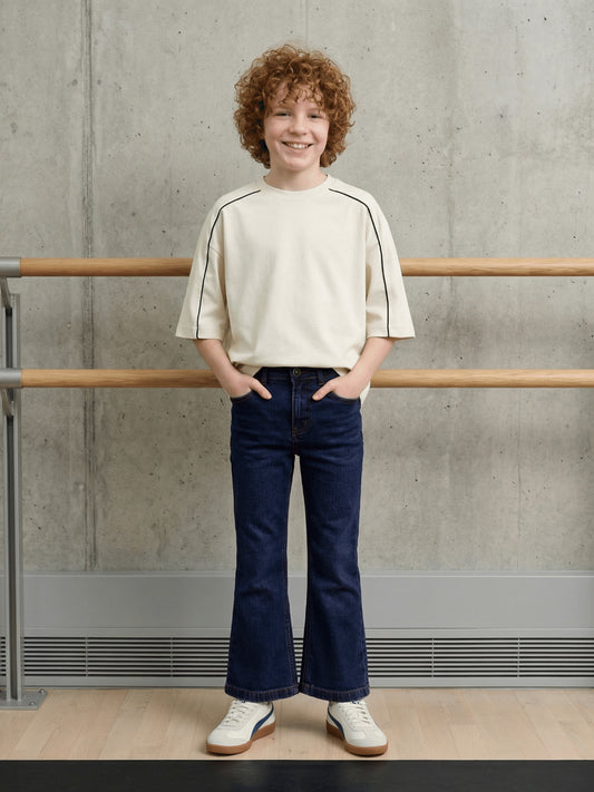 Blue Giraffe Boy Blue Mid Rise Bootcut Cotton Jeans