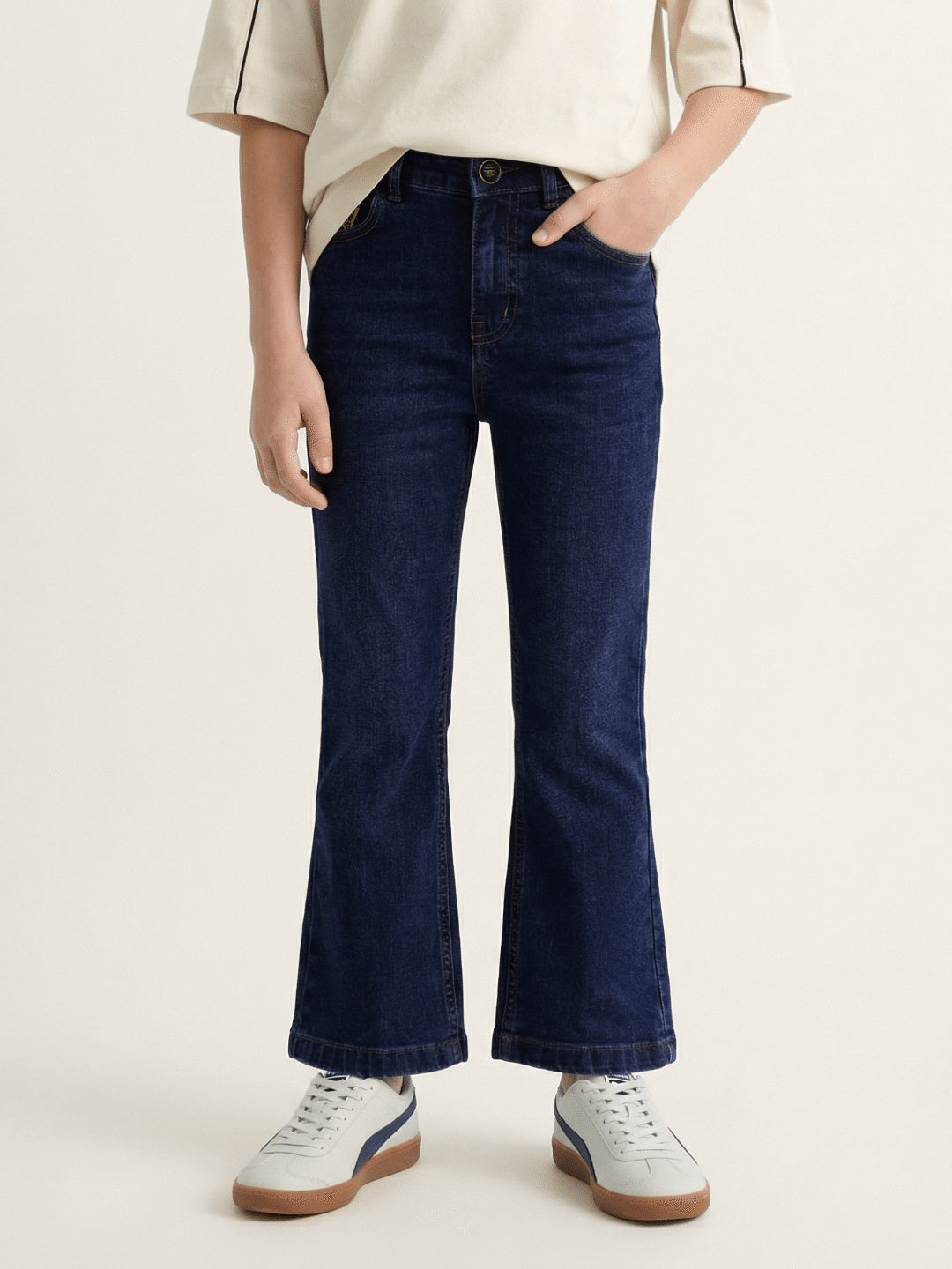 Blue Giraffe Boy Blue Mid Rise Bootcut Cotton Jeans